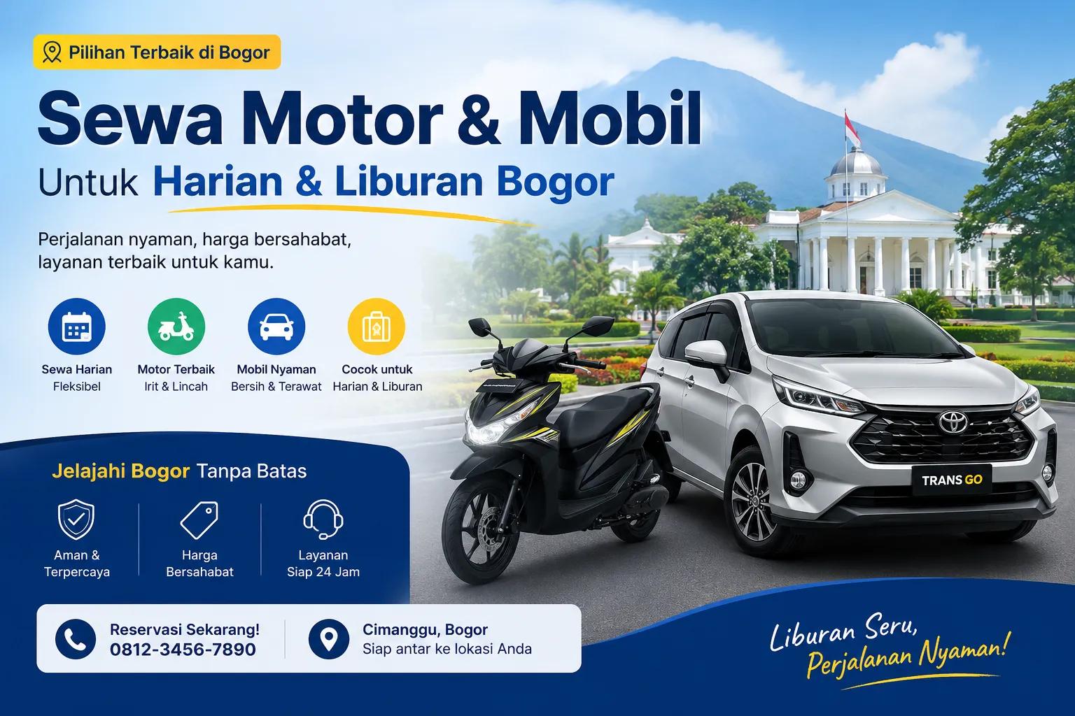 Pilihan Sewa Motor & Mobil Untuk Harian & Liburan Bogor